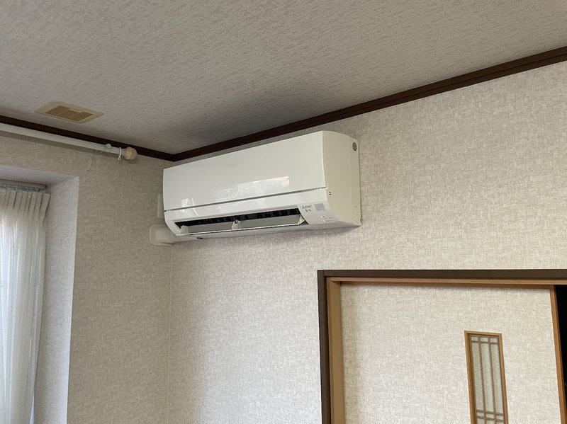 設置完了した三菱霧ヶ峰GV2825 室内機（別アングル）